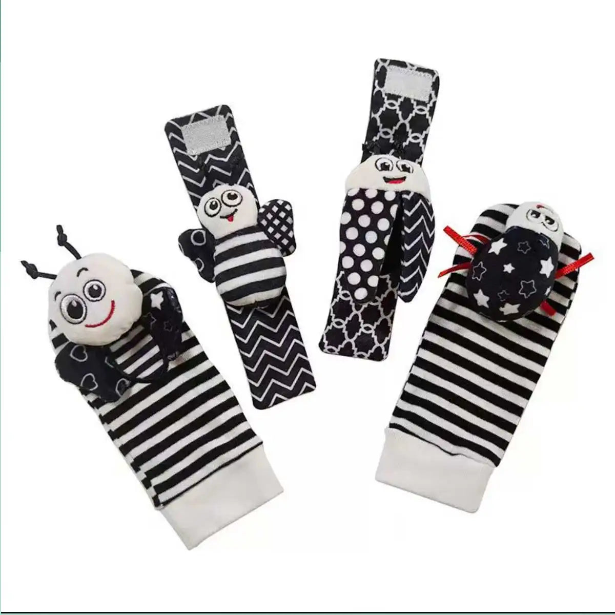 Baby Wrist Rattle & Foot Finder Socks Set (4-Piece) — Sensory Toys for Newborns