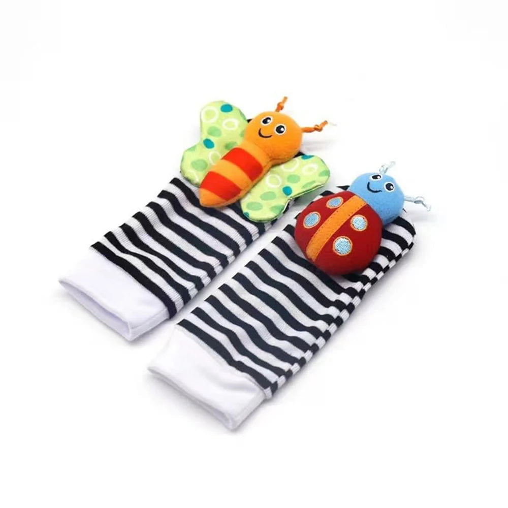 Baby Wrist Rattle & Foot Finder Socks Set (4-Piece) — Sensory Toys for Newborns