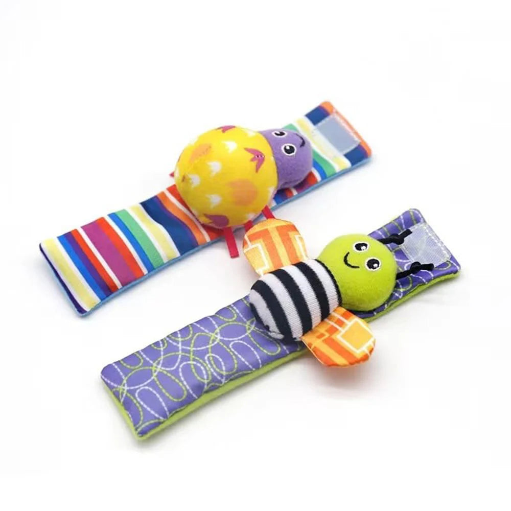 Baby Wrist Rattle & Foot Finder Socks Set (4-Piece) — Sensory Toys for Newborns