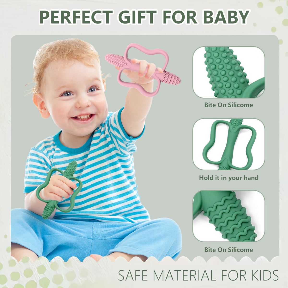 Baby Teething Toys — Easy-Grip, Food-Grade Silicone (Set of 6)